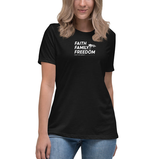 Faith Family Freedom Tee – Christian Women's Tee - Patriot Lady Shirt - Rebel Park USA