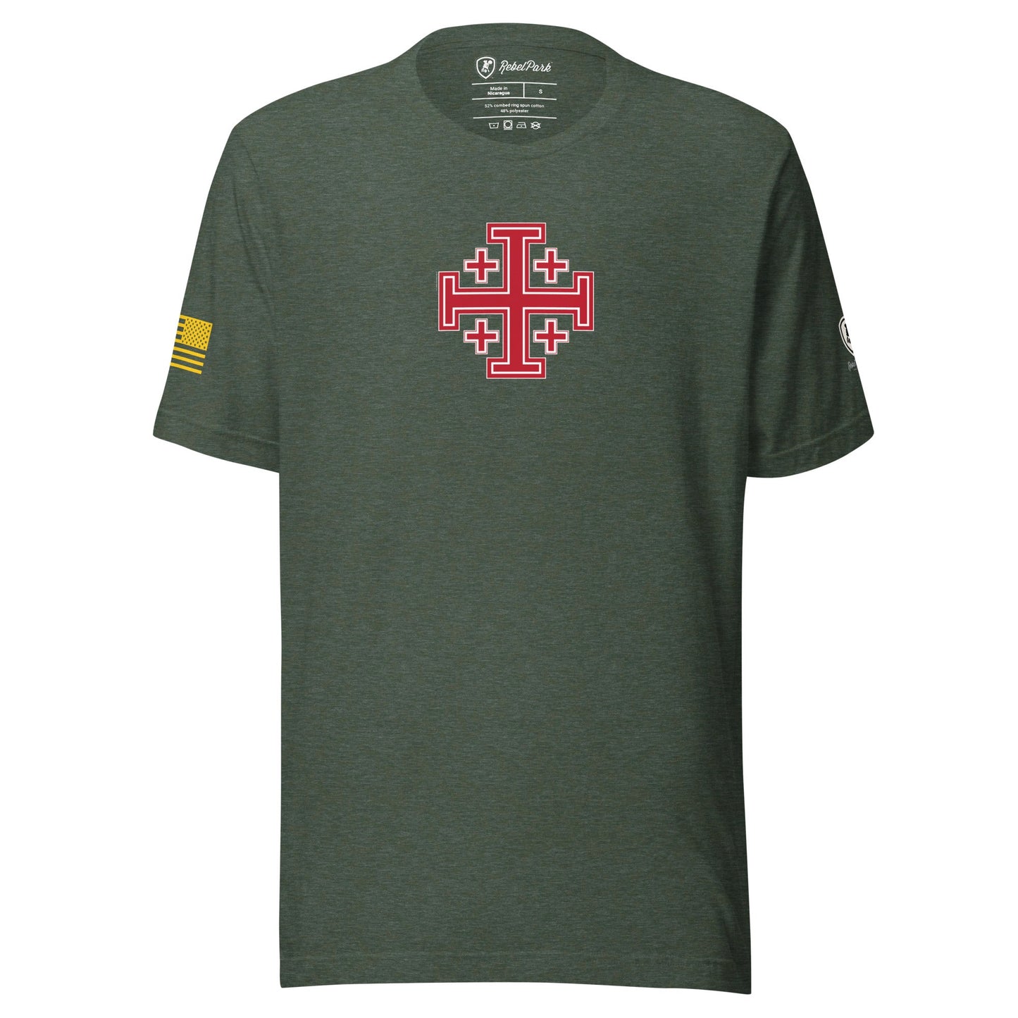 Jerusalem Cross T-Shirt – Christian Tee - Faith - Based T-Shirt for men - Rebel Park USA