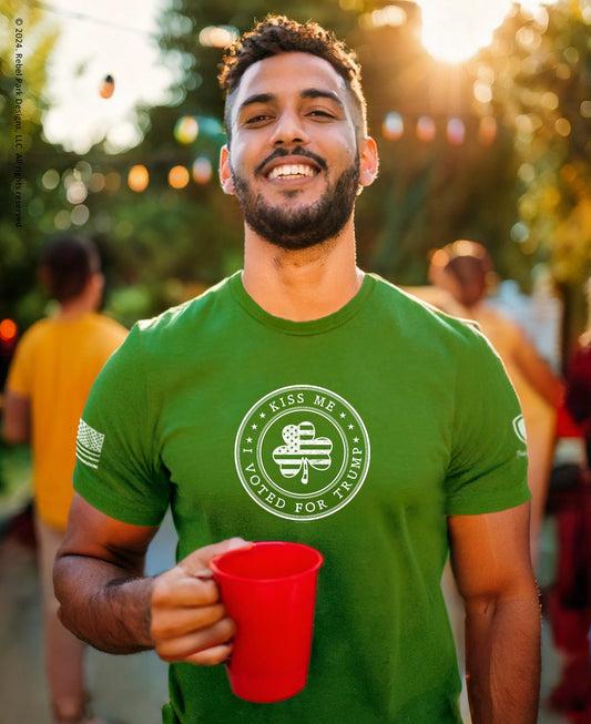 St. Patricks Day Tee - MAGA T-Shirt - Kiss Me - I Voted for Trump - Rebel Park USA