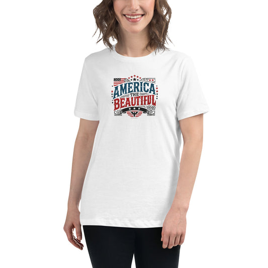 Women’s Patriotic Tee - USA Flag Shirt - America the Beautiful T-Shirt - Rebel Park USA