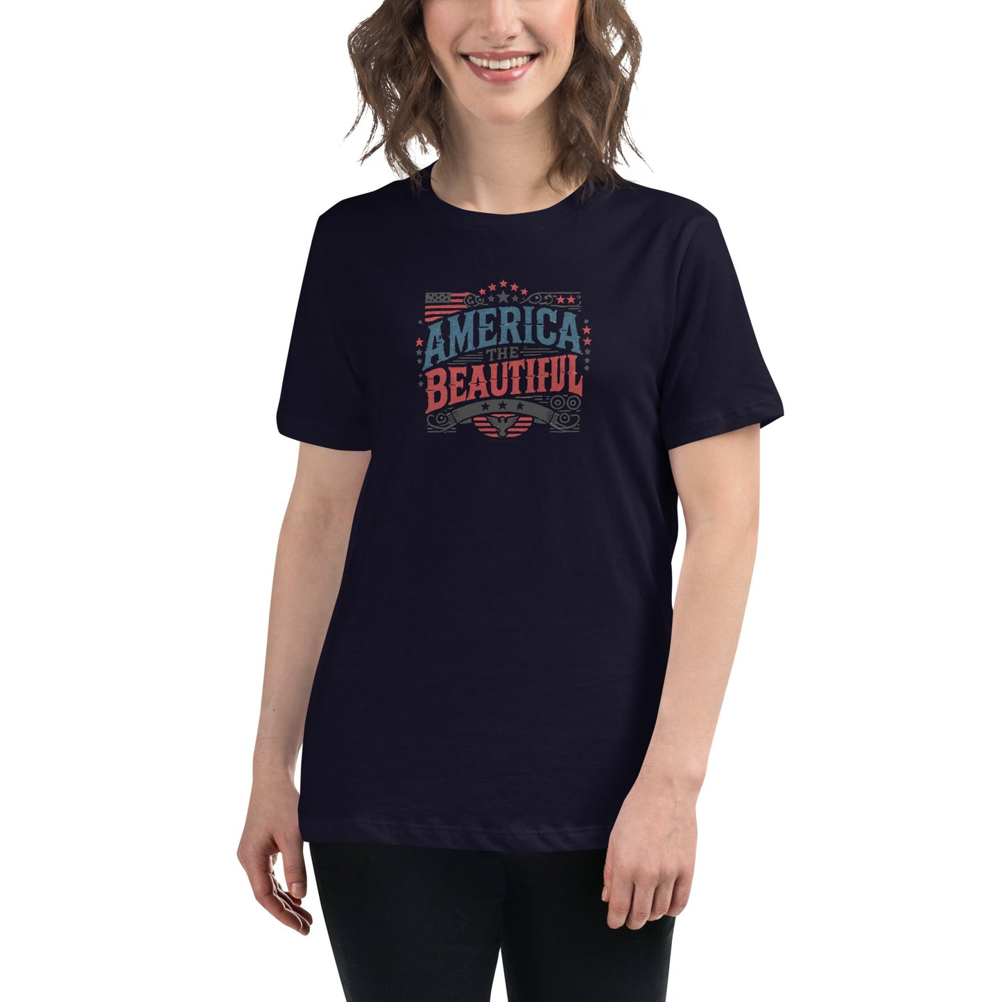 Women’s Patriotic Tee - USA Flag Shirt - America the Beautiful T-Shirt - Rebel Park USA