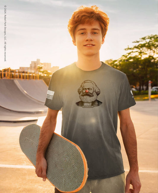 Anti - Communist Tee – Pre - Shrunk Cotton Tee - Karl Marx Clown Nose Tee - Rebel Park USA