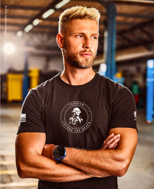 Patriotic T-Shirt for Men - "Freedom Favors the Brave"