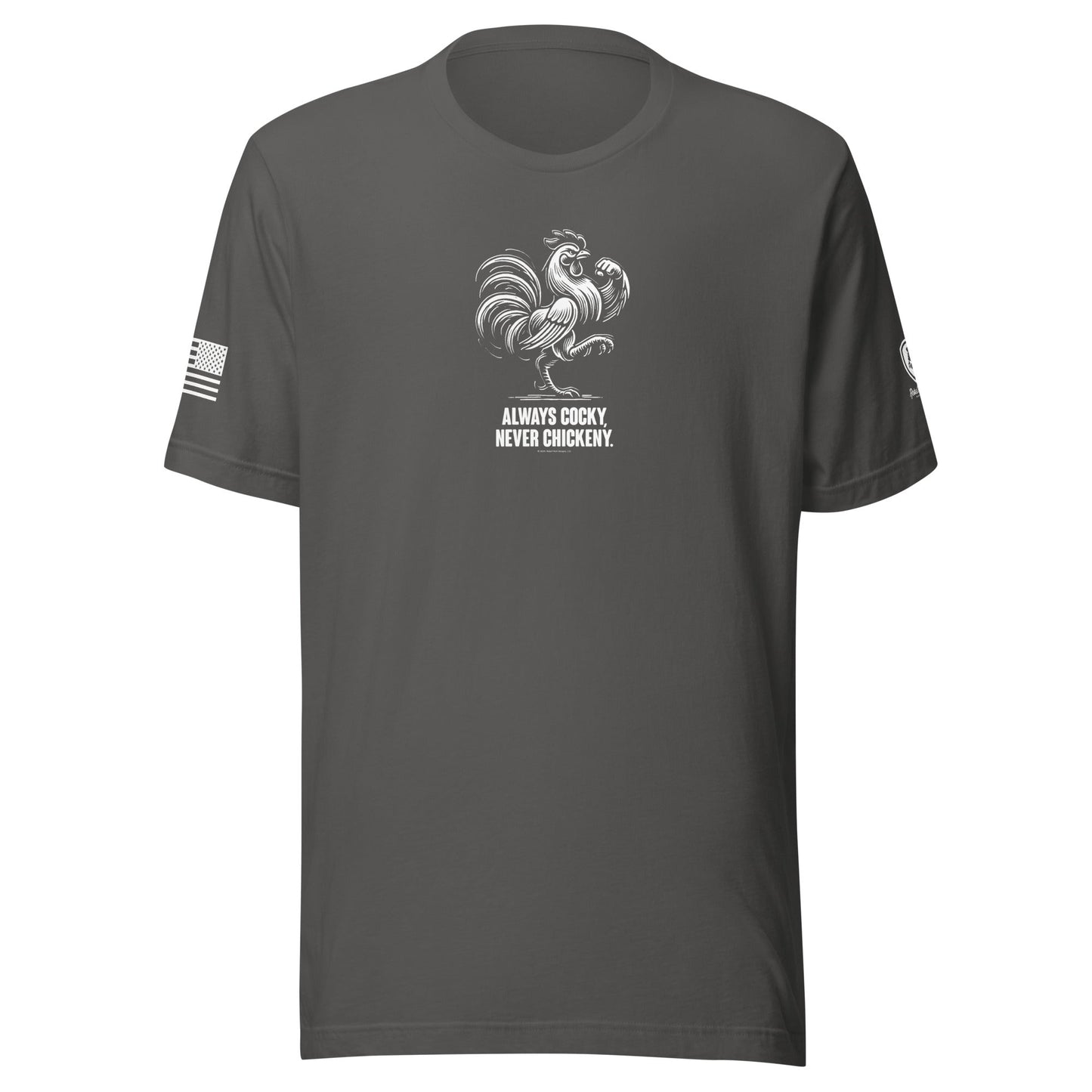 Funny Graphic Tee – Mens Funny Shirts - Always Cocky - Never Chickeny - Rebel Park USA