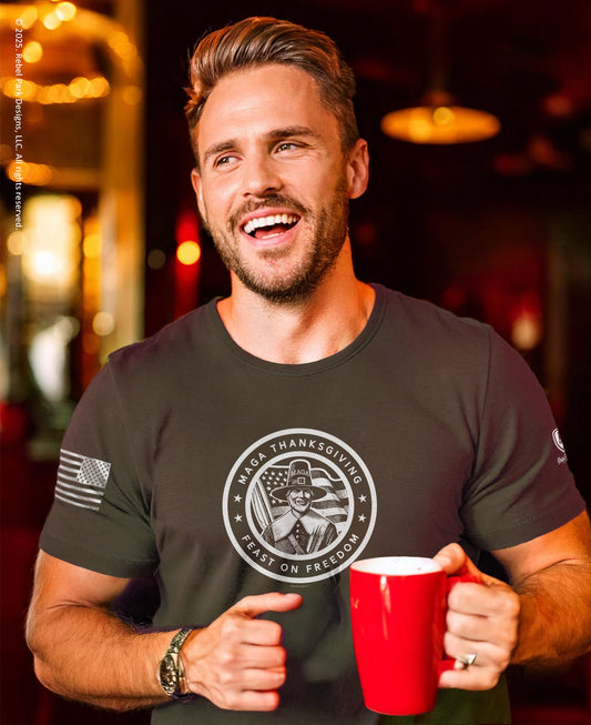 MAGA Thanksgiving T-Shirt | Feast on Freedom - Patriotic Holiday Tee - Rebel Park USA