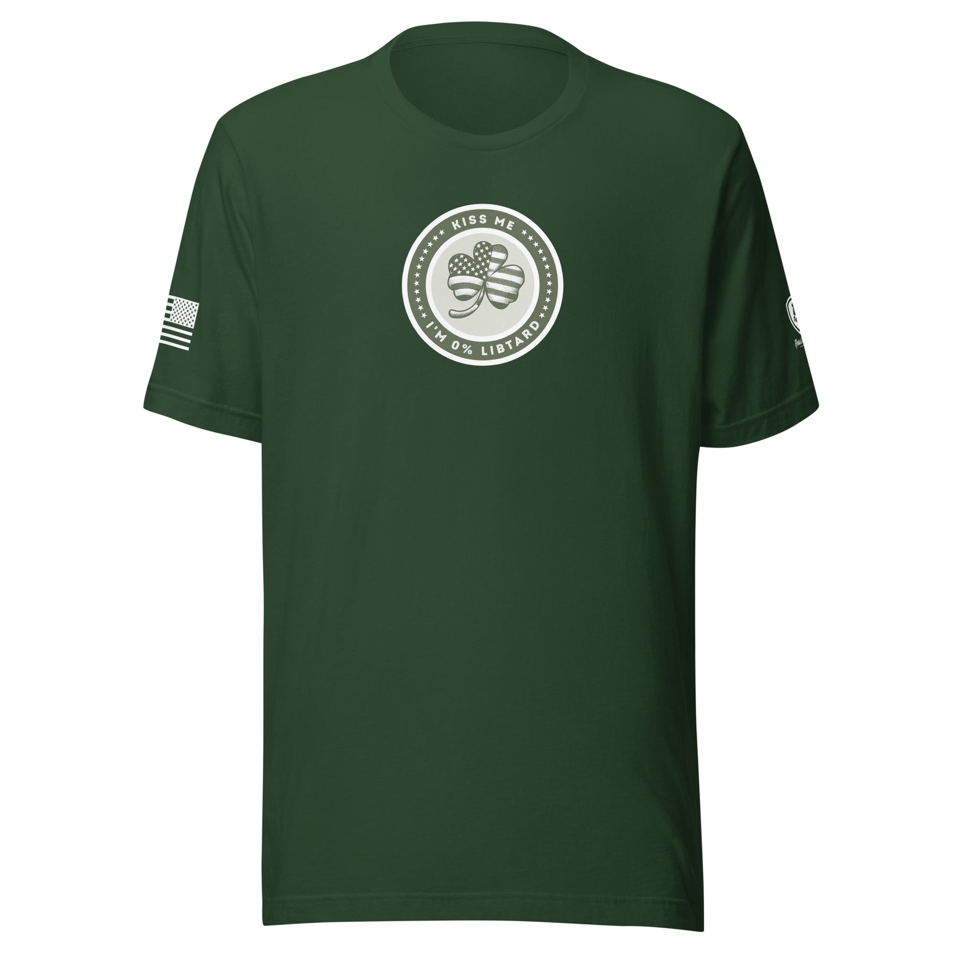 St. Paddys Day Tee – Funny MAGA Shirt – Kiss Me - I'm 0 Percent LIbtard - Rebel Park USA