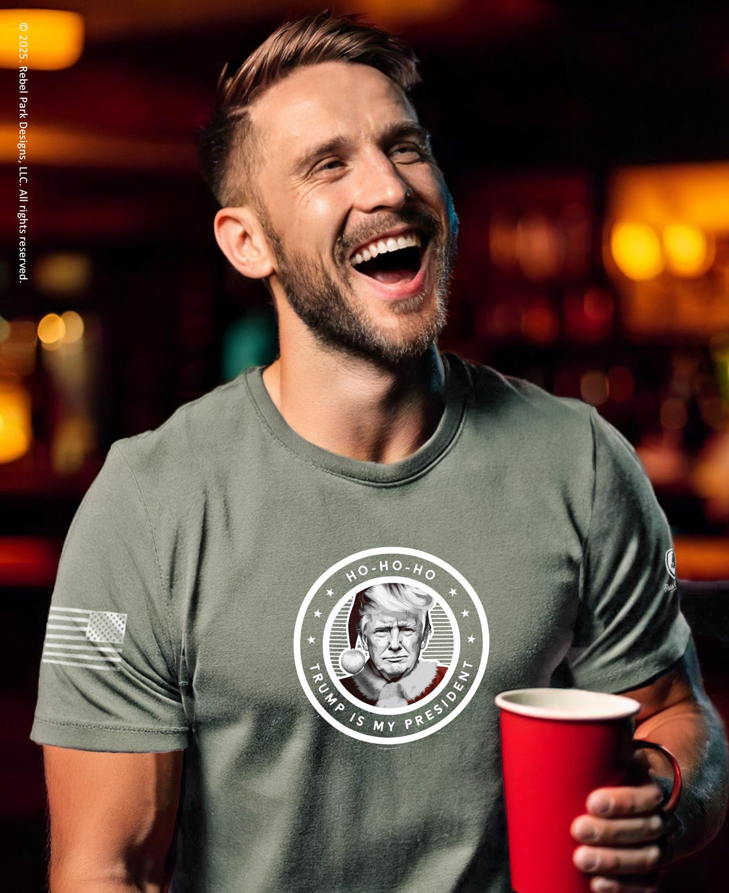 Trump Christmas T-Shirt for Patriots | Ho - Ho - Ho Trump's My President Tee - Rebel Park USA