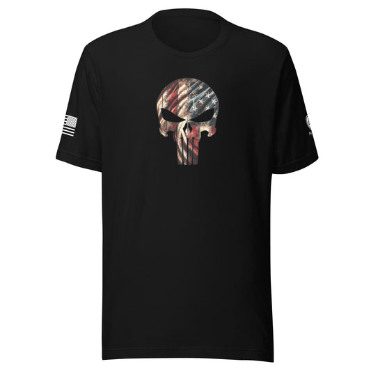 USA Flag Skull T-Shirt – American-Made Tee 
