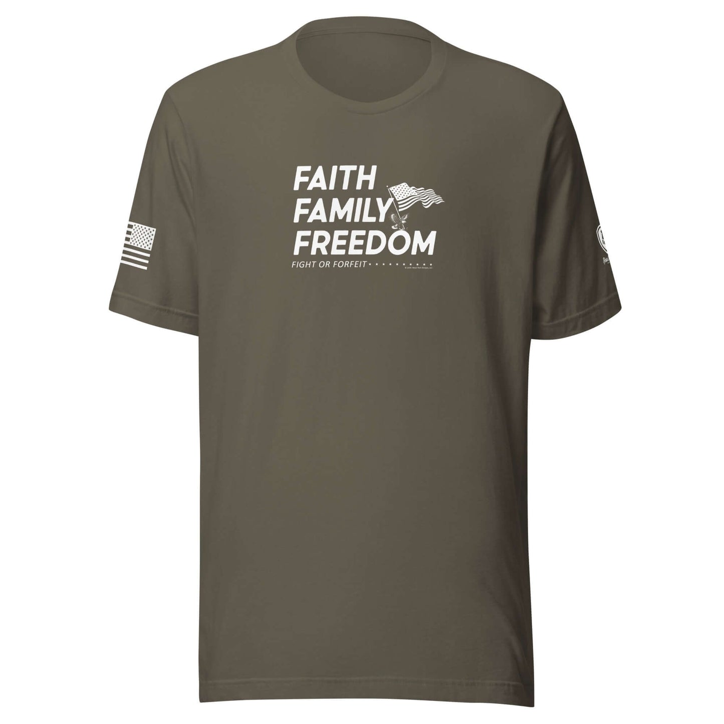 Faith Family Freedom T-Shirt - Christian Tee for Men with patriotic design and text.