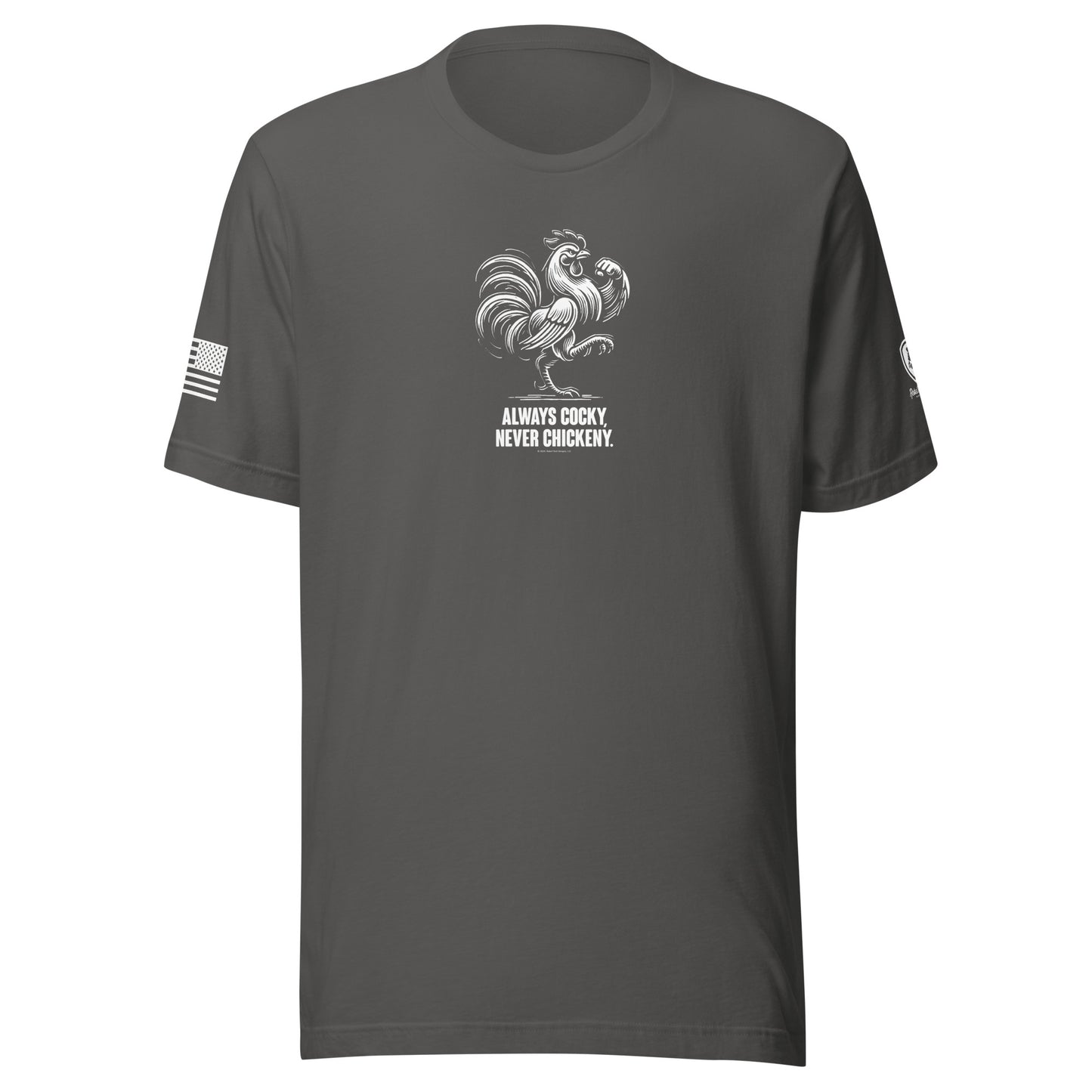 Men's Funny Tees - Always Cocky - Never Chickeny 
