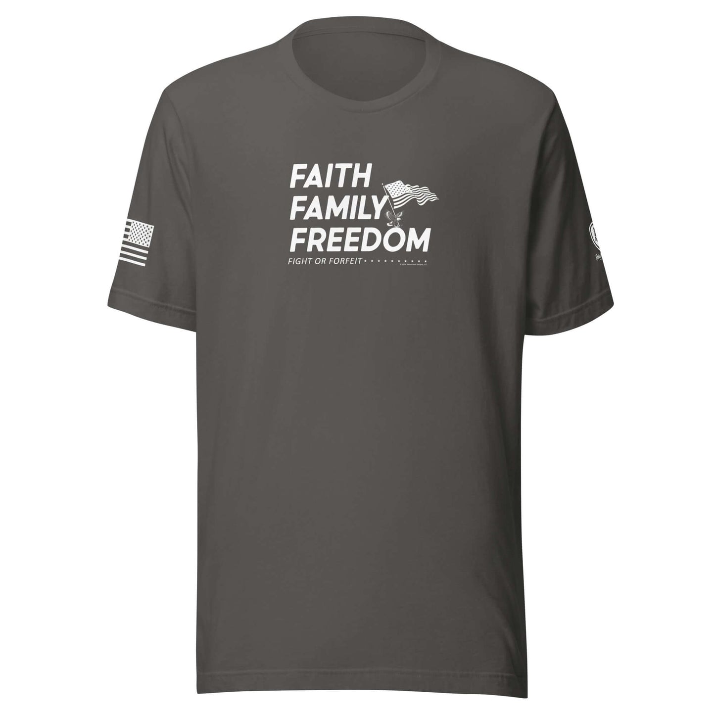 Faith Family Freedom T-Shirt - Christian Tee for Men featuring patriotic design and values.