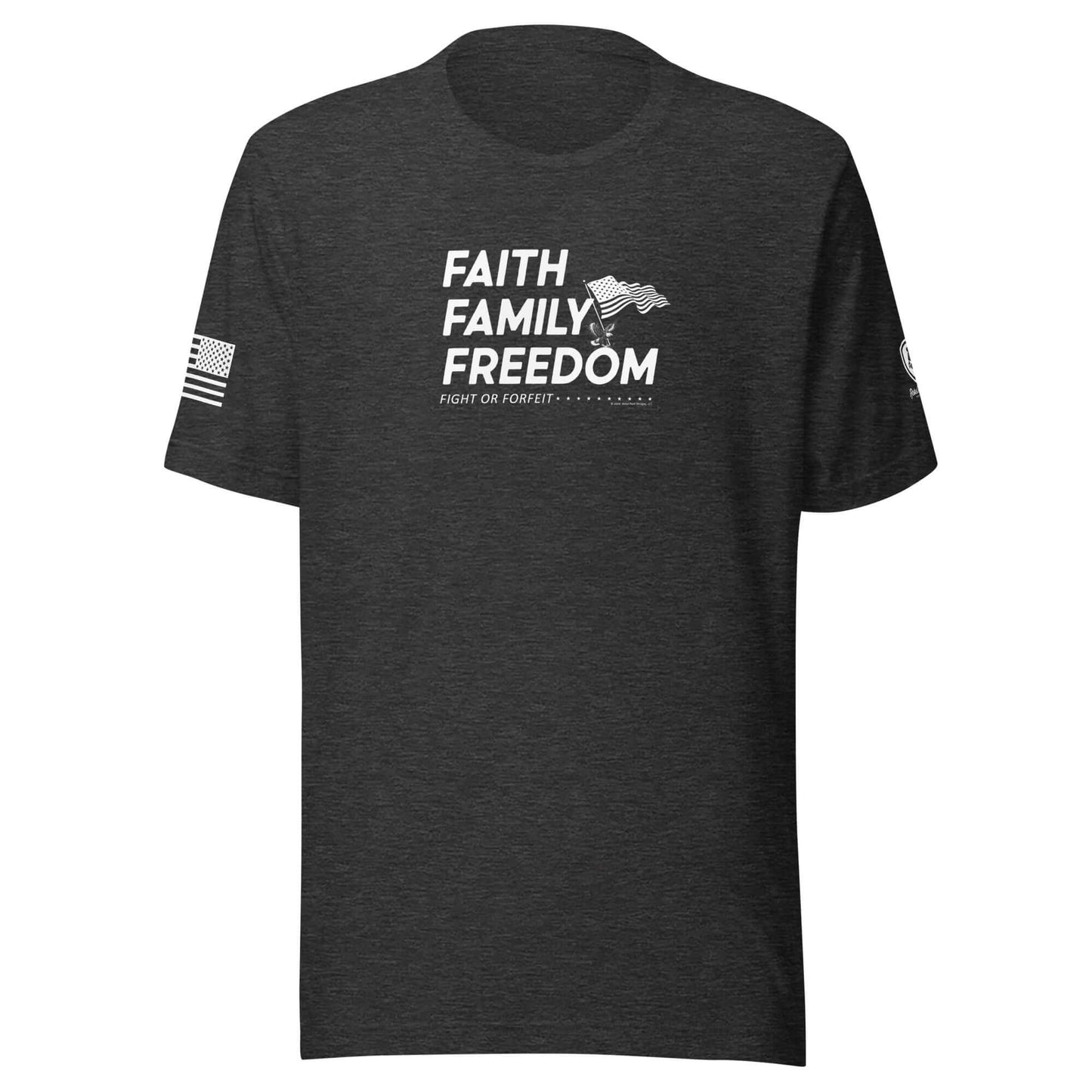 Faith Family Freedom T-Shirt - Christian Tee for Men featuring patriotic design and message.