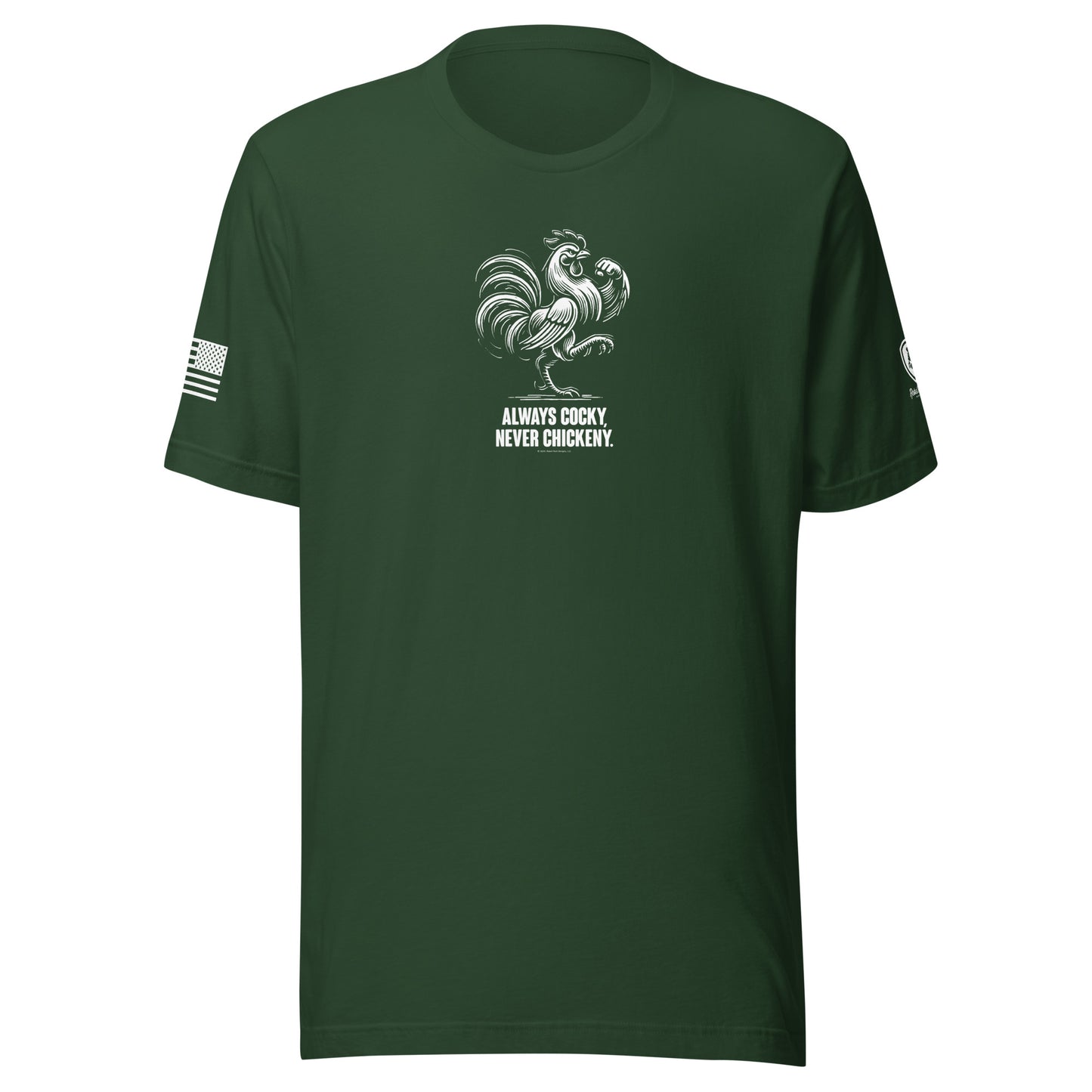 Men's Funny Tees - Always Cocky - Never Chickeny 