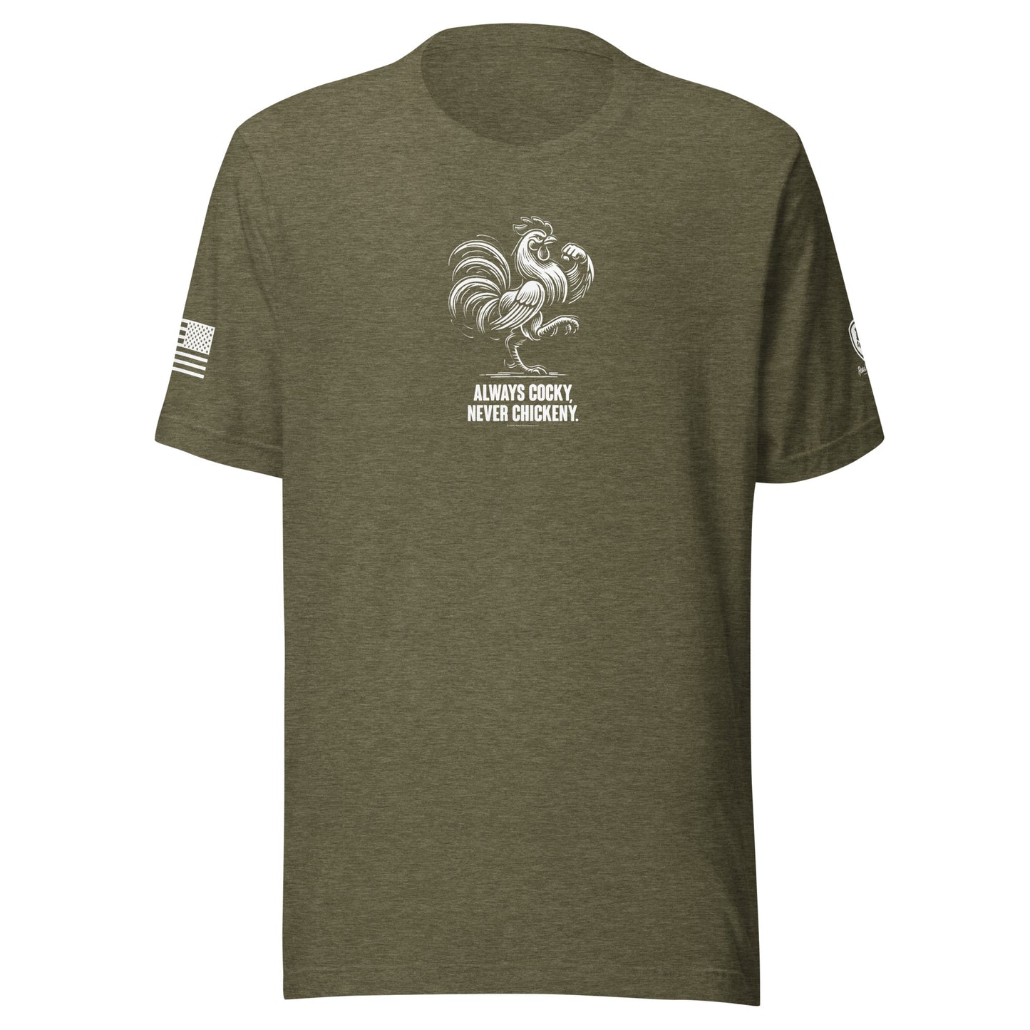 Men's Funny Tees - Always Cocky - Never Chickeny 