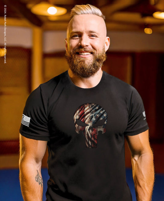 USA Flag Skull T-Shirt – American-Made Tee 